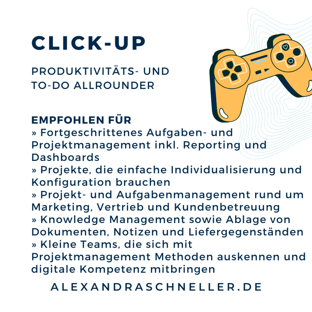 Click-up Projekt Management Alexandra Schneller Business Coaching Karriere Coaching Unternehmensberatung